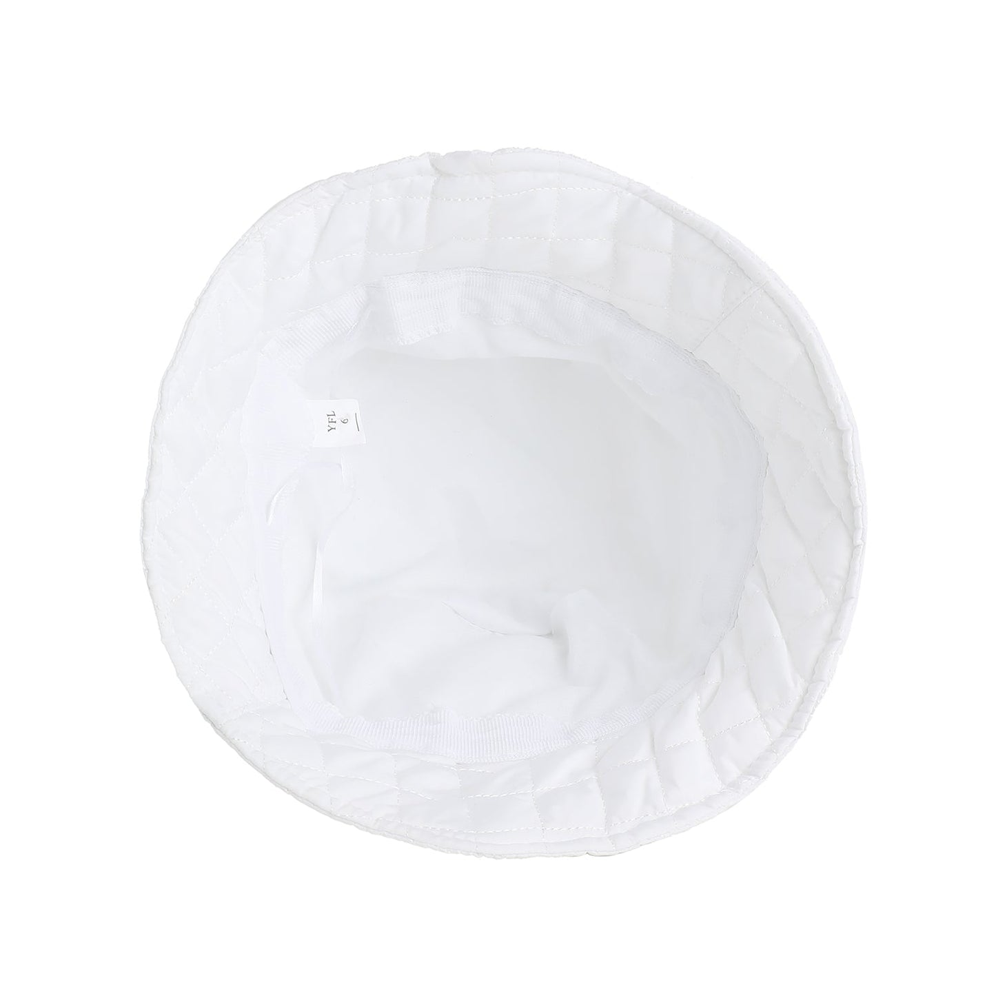 White Solid Quillted Bucket Hat