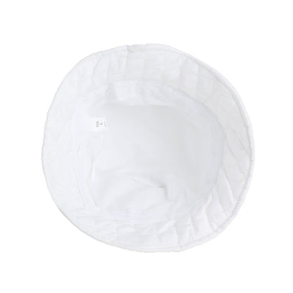 White Solid Quillted Bucket Hat
