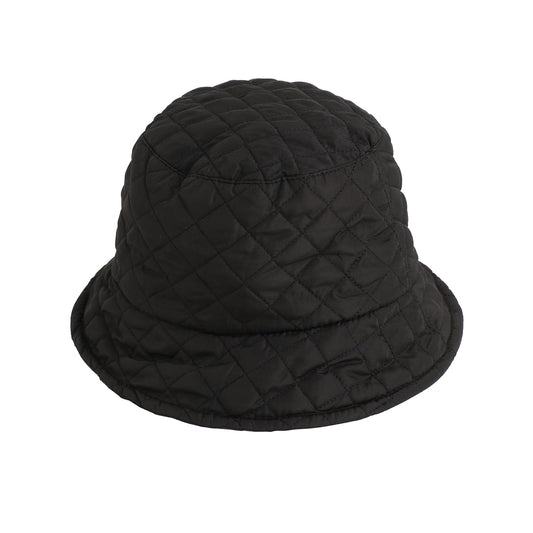 Black Solid Quillted Bucket Hat