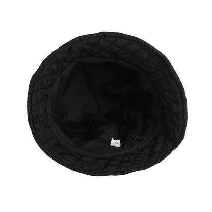 Black Solid Quillted Bucket Hat