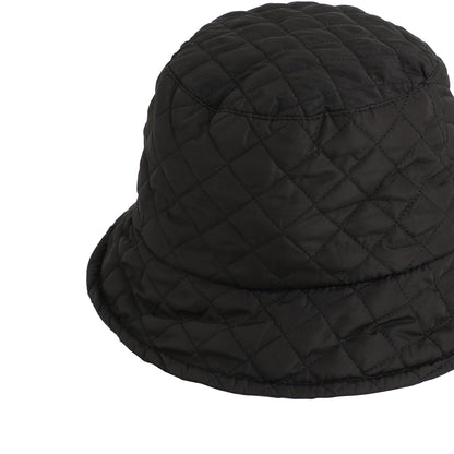 Black Solid Quillted Bucket Hat