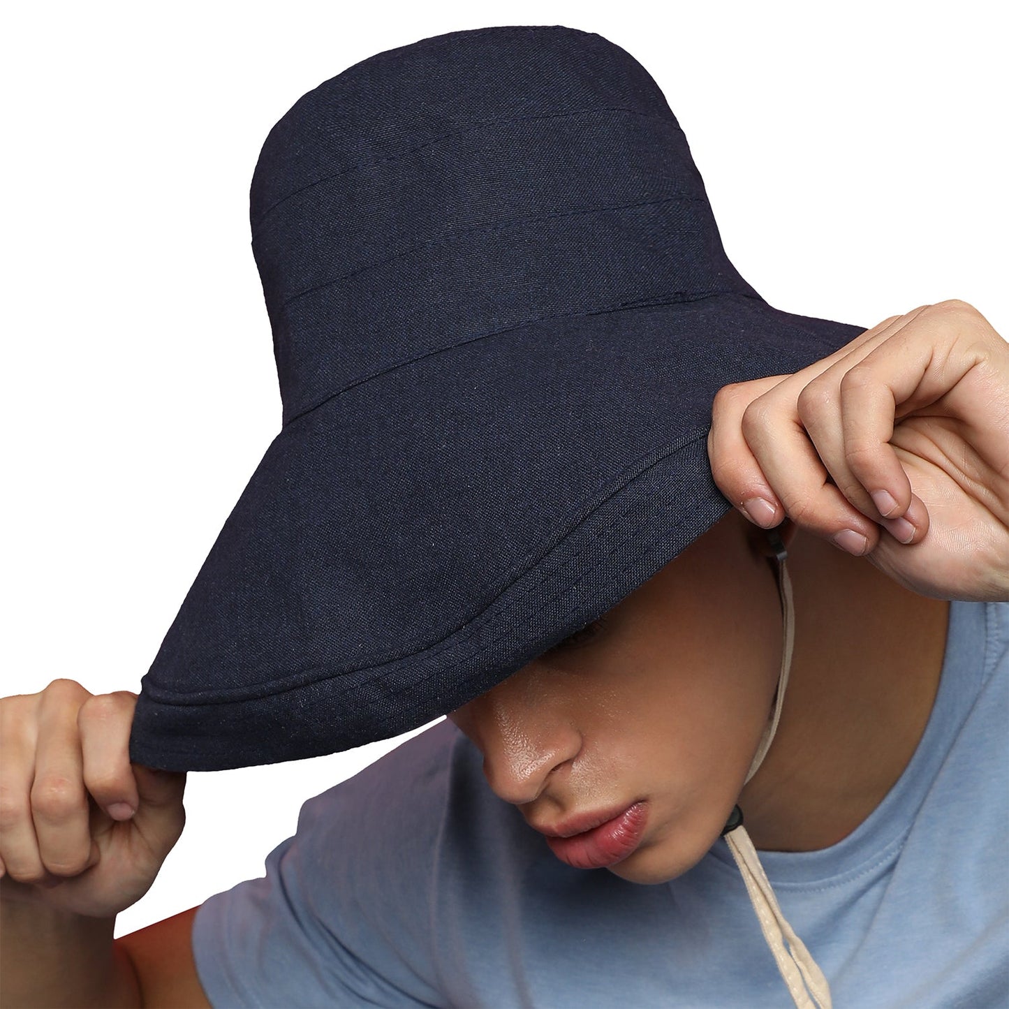 Blue Solid Bucket Hat