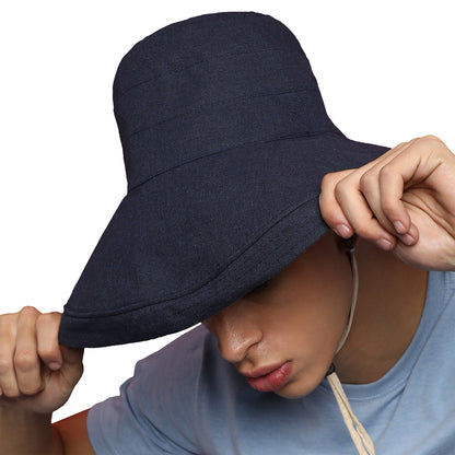 Blue Solid Bucket Hat