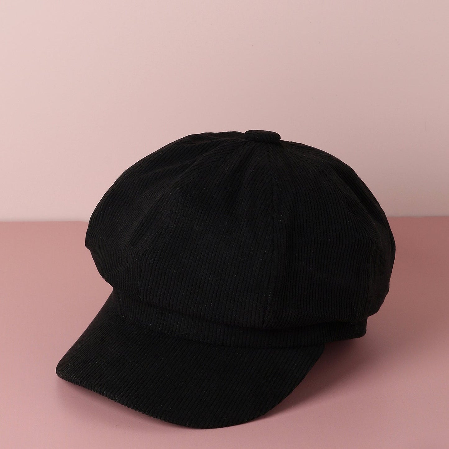 Solid Black Newsboy Cap