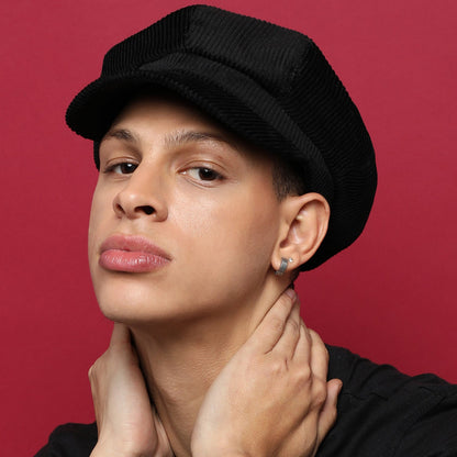 Solid Black Newsboy Cap