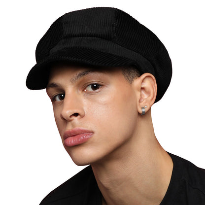 Solid Black Newsboy Cap