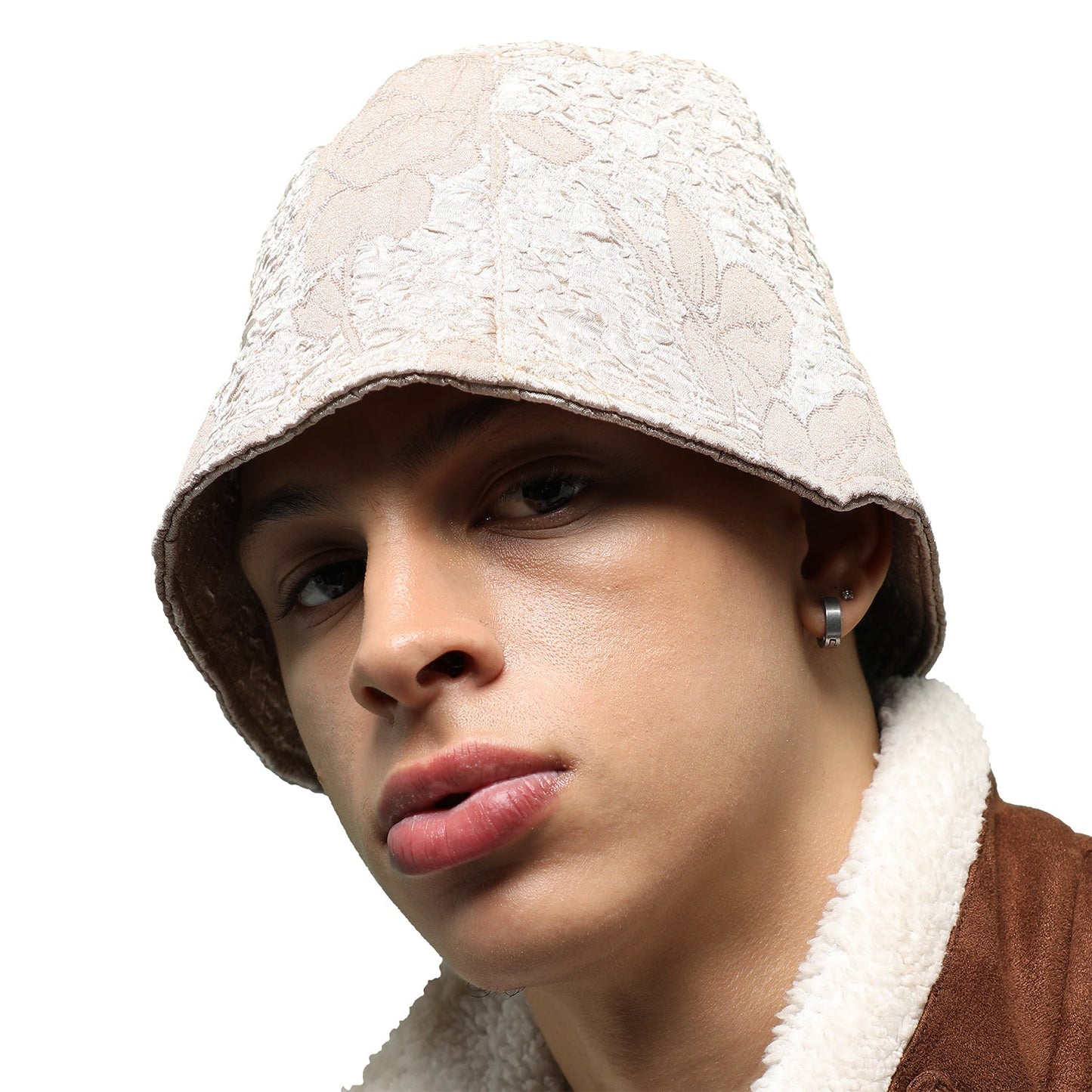 White Textured Bucket Hat