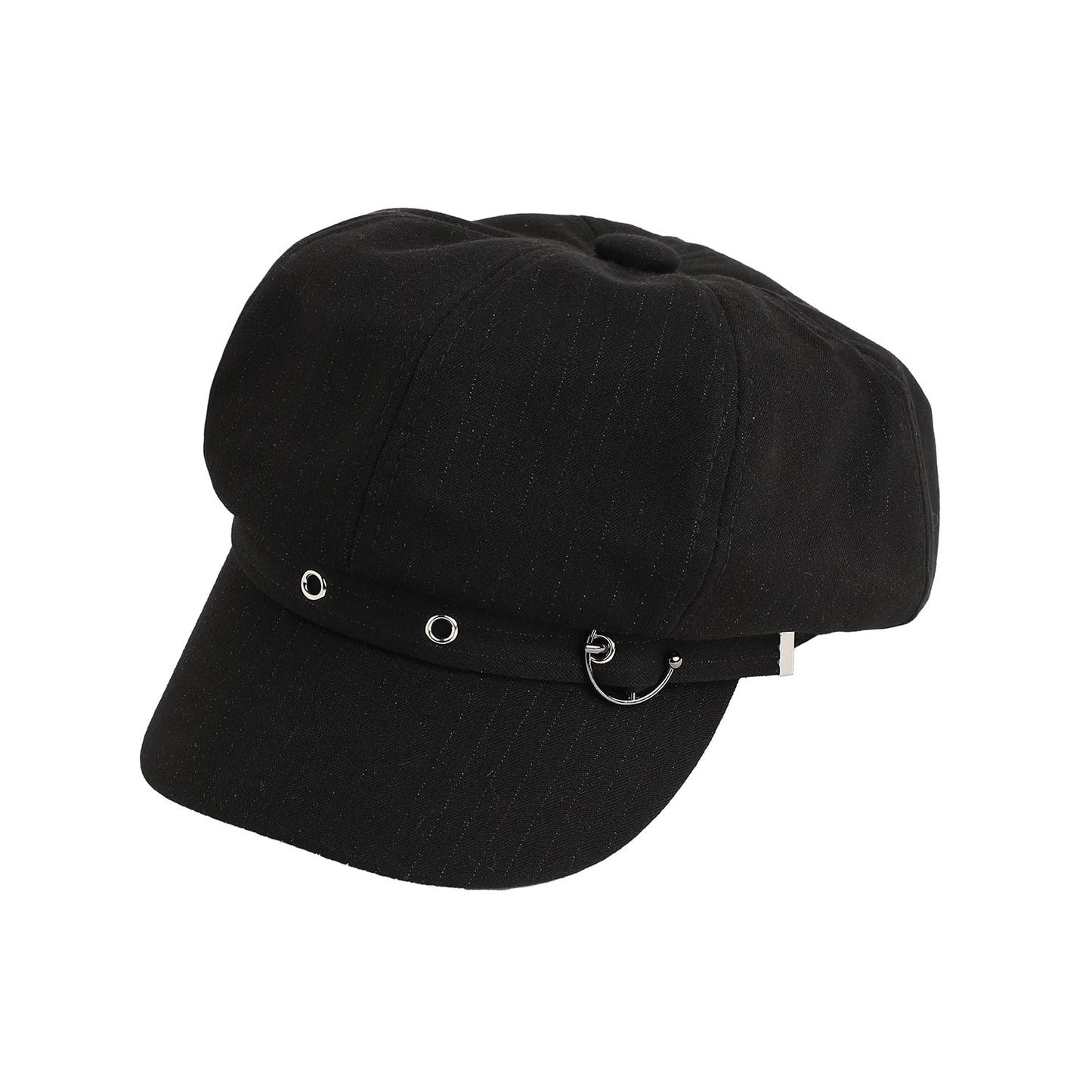 Solid black Newsboy Cap