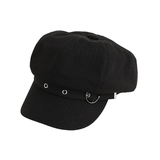 Solid black Newsboy Cap