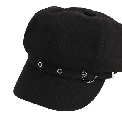 Solid black Newsboy Cap