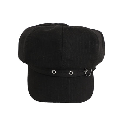 Solid black Newsboy Cap