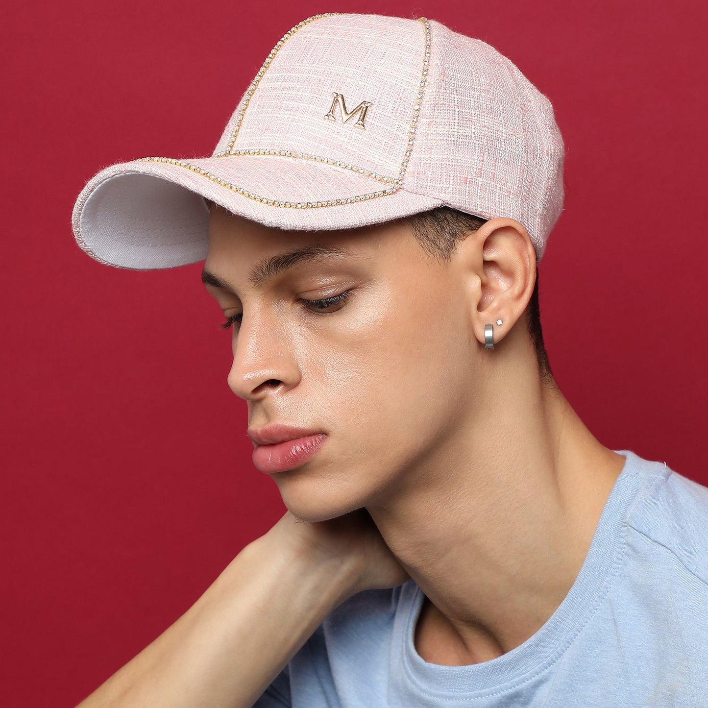Beige Textured Baseball Cap