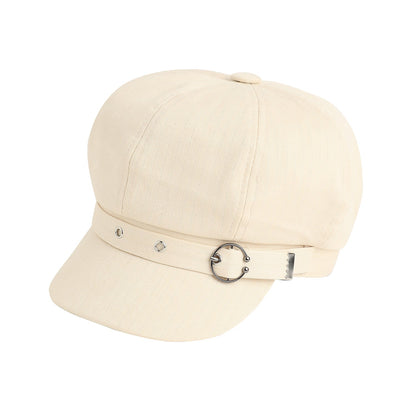 Solid Beige Newsboy Cap