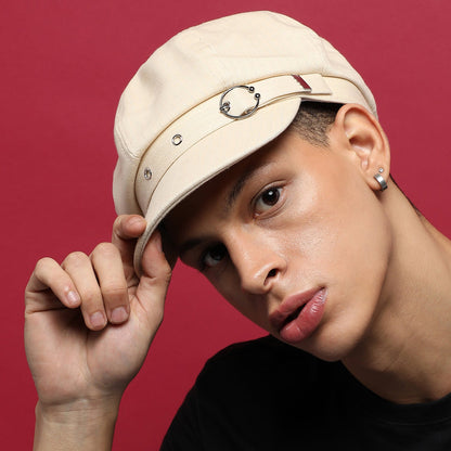 Solid Beige Newsboy Cap
