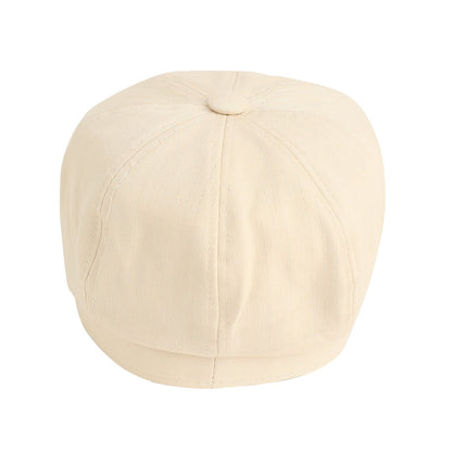 Solid Beige Newsboy Cap