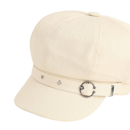 Solid Beige Newsboy Cap