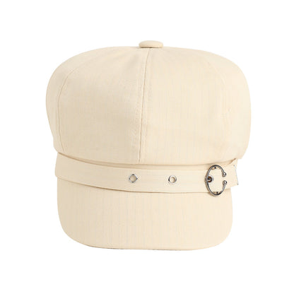Solid Beige Newsboy Cap