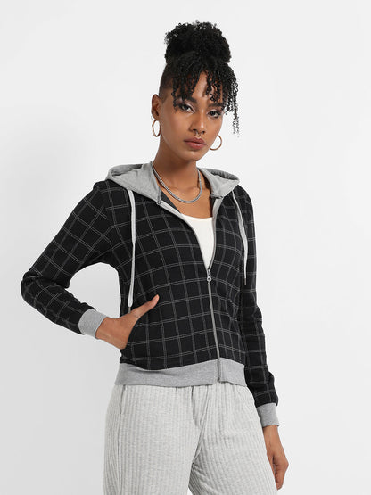 Checkered Jacket With Contrast Hem