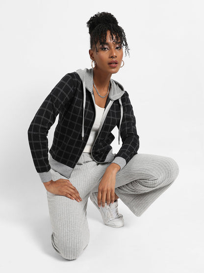 Checkered Jacket With Contrast Hem