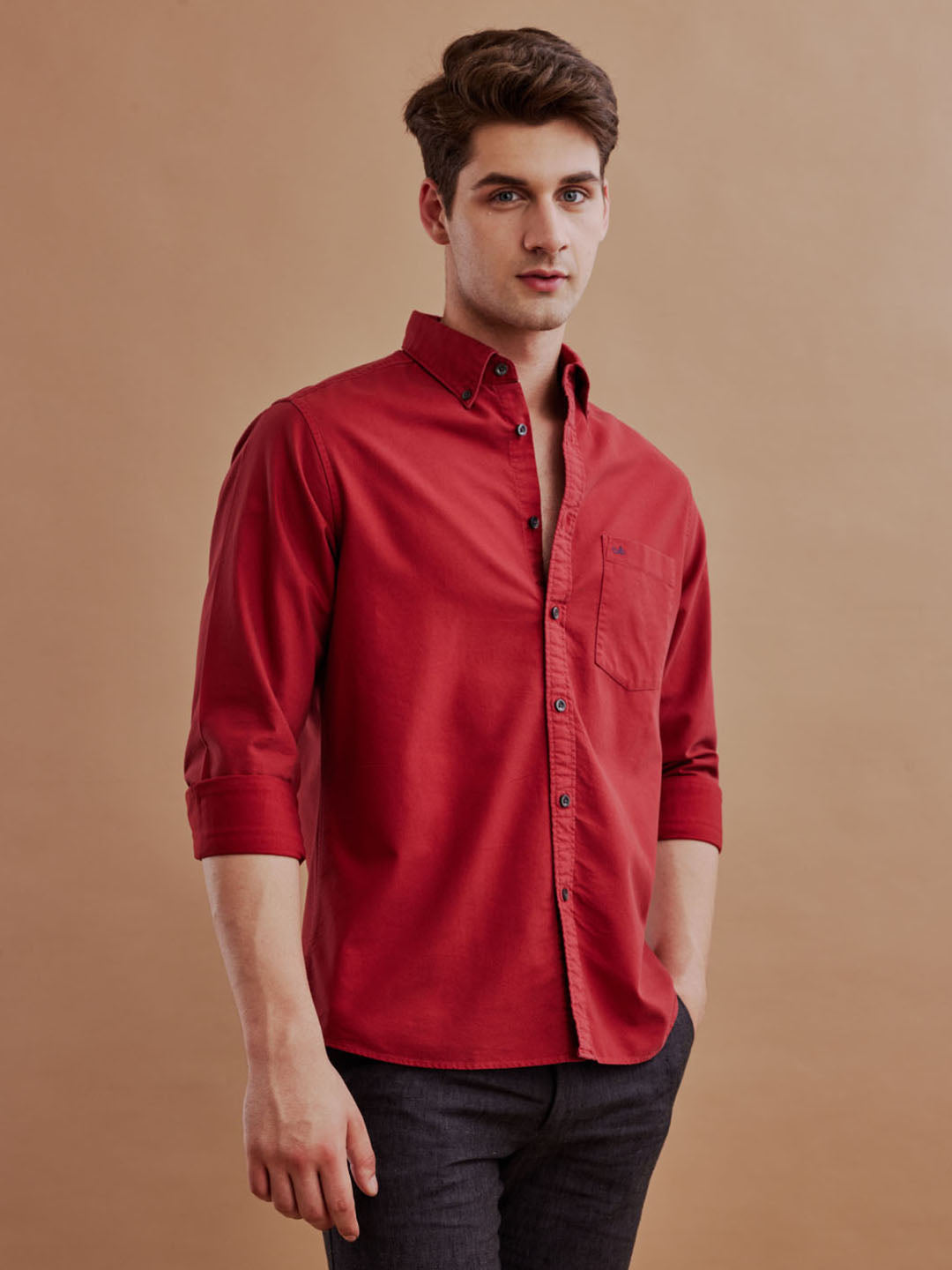 Aldeno Men Oxford Red Casual Shirt (GALDI)