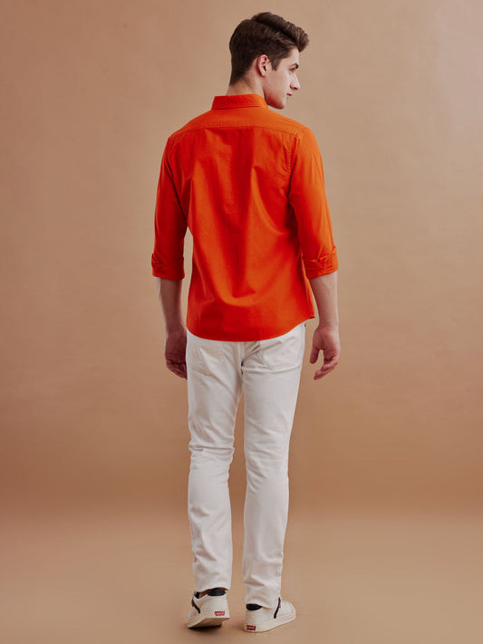 Aldeno Men Oxford Orange Casual Shirt (GESTO)
