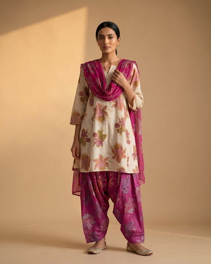 White Floral suit set