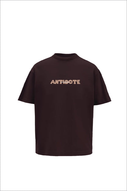 Antidote Heavyweight Oversized Printed Brown T-Shirt Main Character