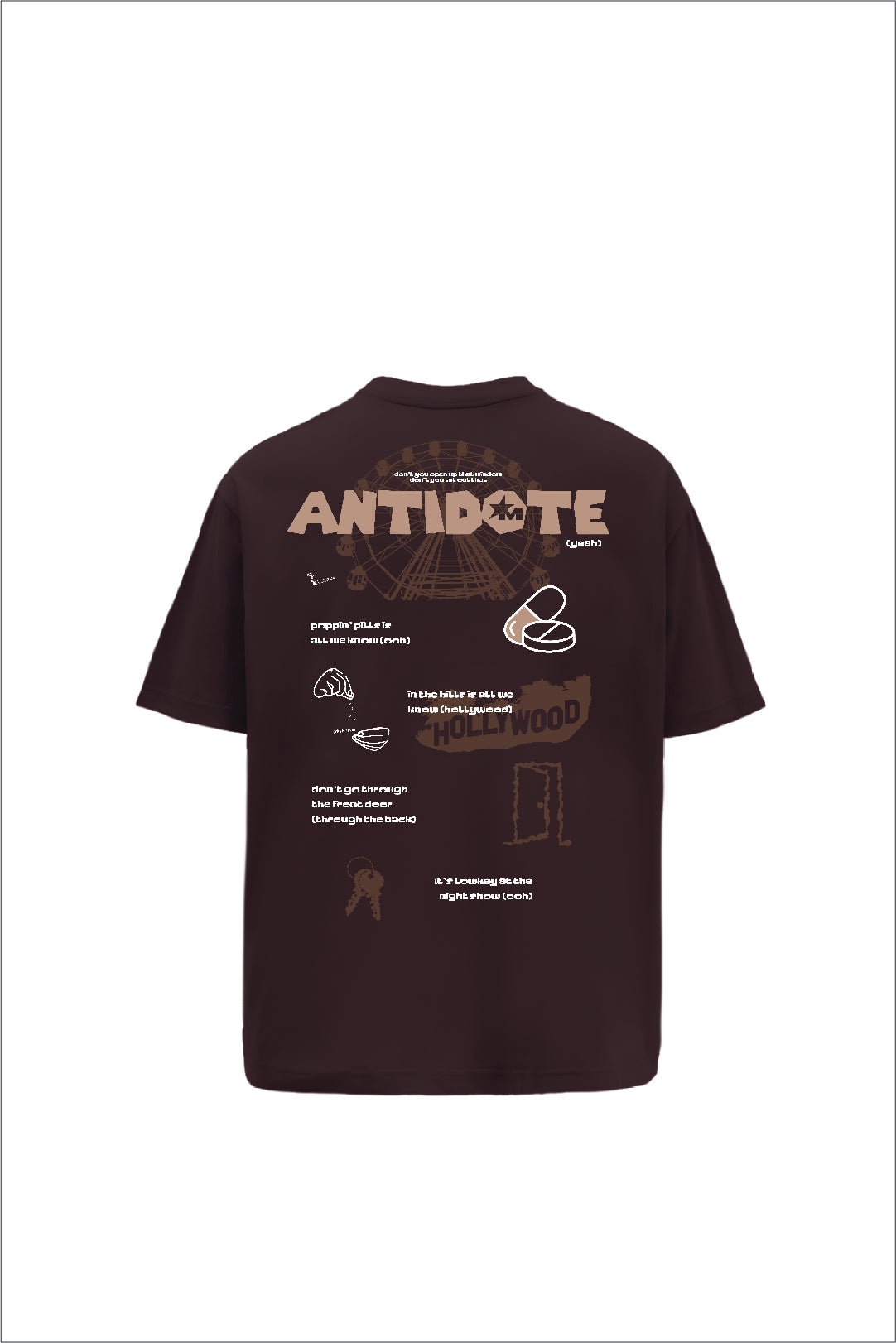 Antidote Heavyweight Oversized Printed Brown T-Shirt Main Character