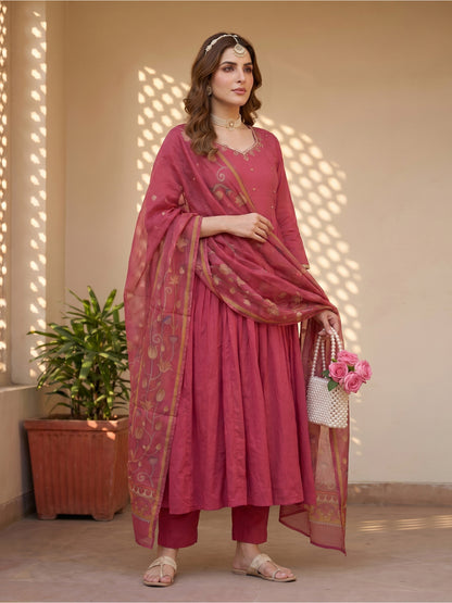MAGENTA KALAMKARI SUIT SET