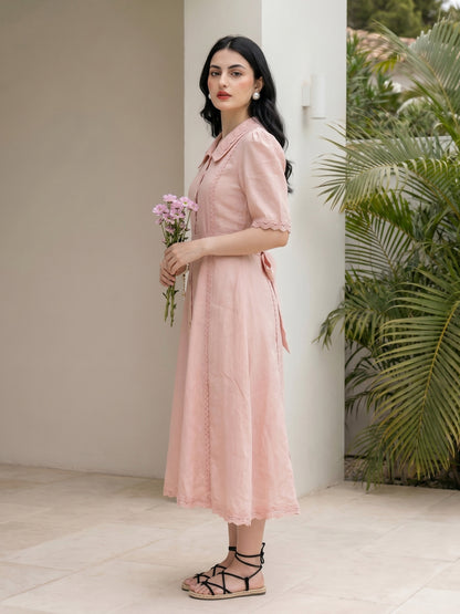 BLUSH BUTTON-DOWN DRESS