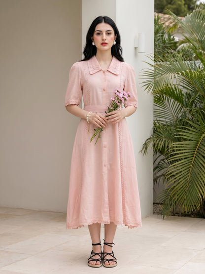 BLUSH BUTTON-DOWN DRESS
