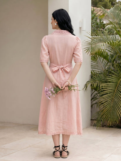 BLUSH BUTTON-DOWN DRESS