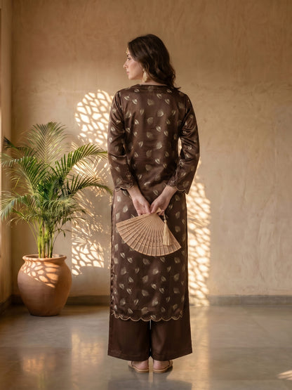 BROWN FOIL KURTA SET
