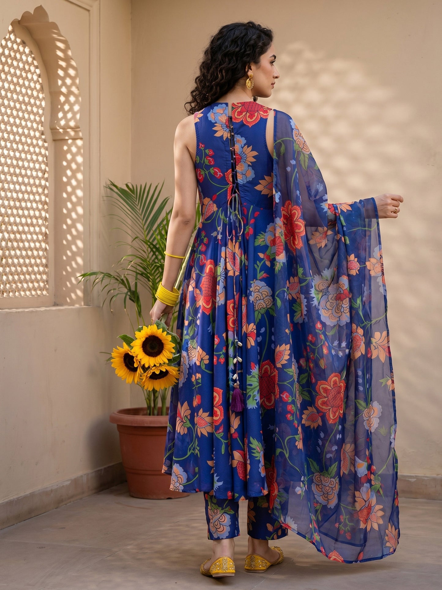 BLUE FLORIAN ANARKALI SET