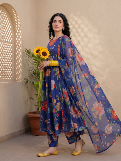BLUE FLORIAN ANARKALI SET