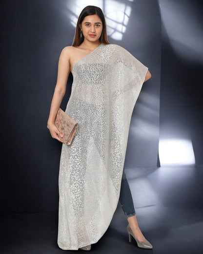 One Shoulder Shimmer Cape