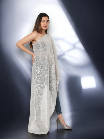 One Shoulder Shimmer Cape