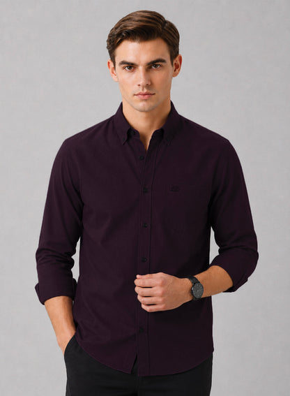 ADRO Premium Oxford Cotton Casual Shirt – Aubergine Aubergine