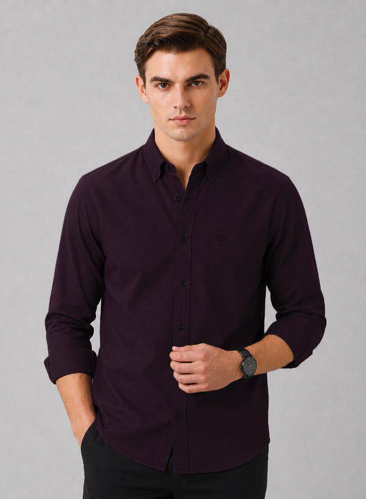 ADRO Premium Oxford Cotton Casual Shirt – Aubergine Aubergine