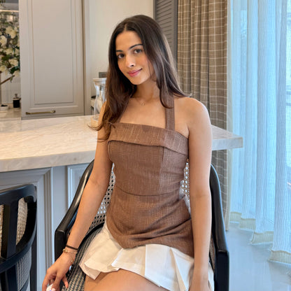 Audrey Tweed Top (Brown)