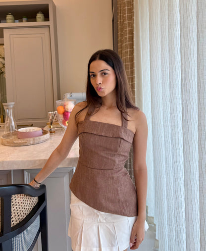 Audrey Tweed Top (Brown)