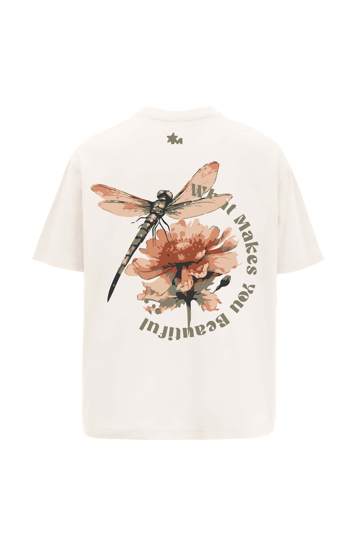 Beautiful Cream Oversized Printed T-Shirt Main Character