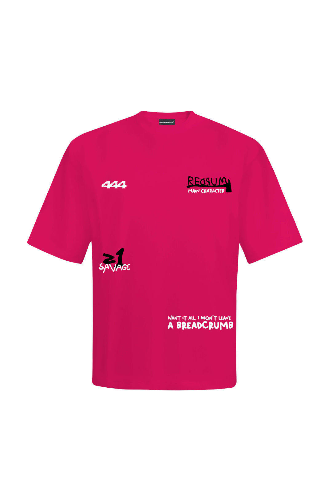 Redrum Printed Pink Oversized T-Shirt Main Character