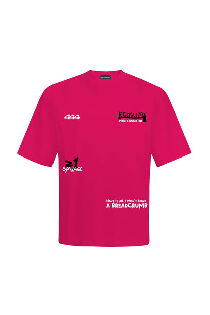 Redrum Printed Pink Oversized T-Shirt Main Character