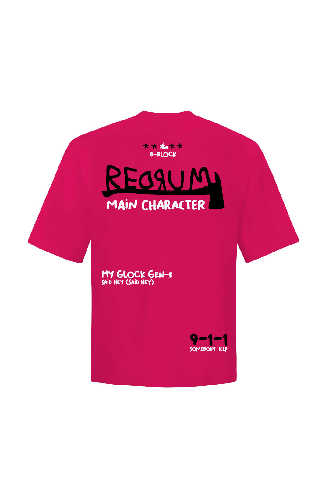 Redrum Printed Pink Oversized T-Shirt Main Character