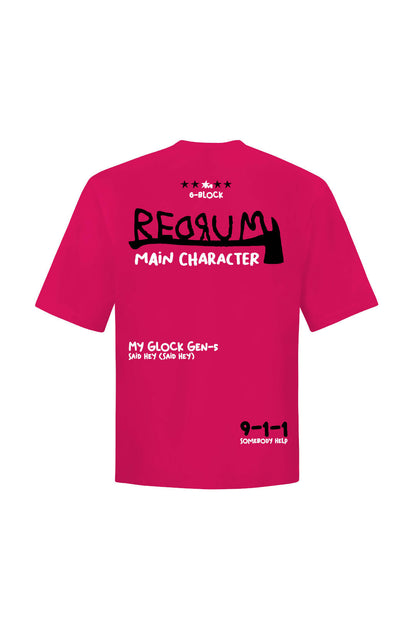 Redrum Printed Pink Oversized T-Shirt Main Character