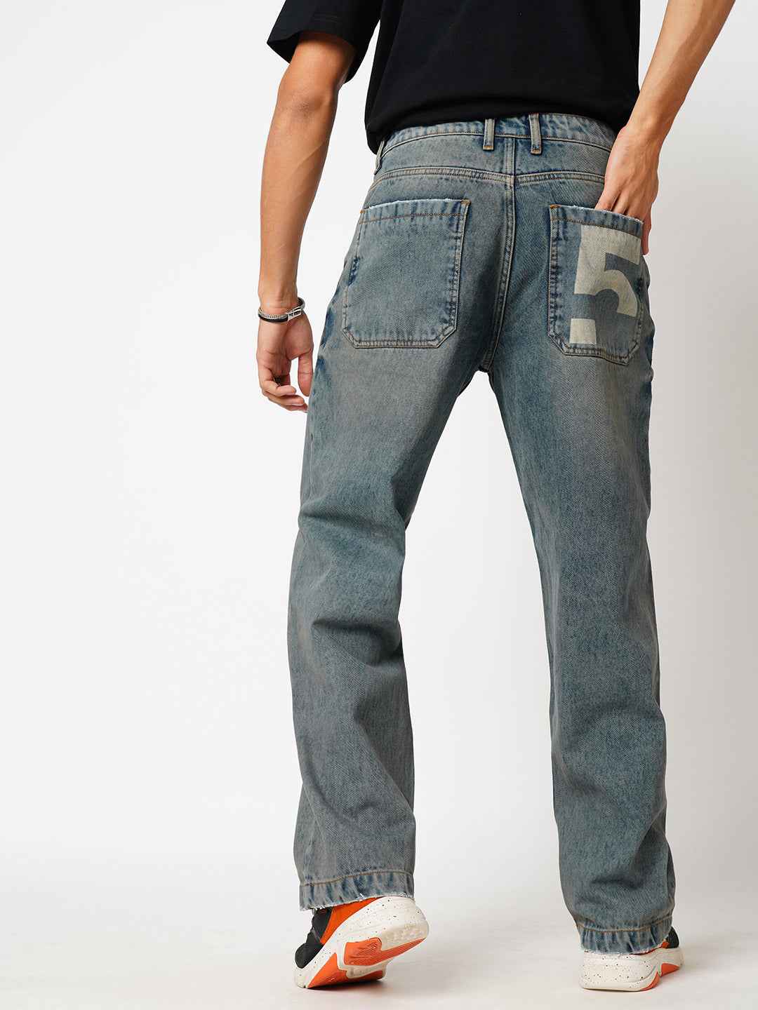 Men's Sand Washed Straight Fit Jeans B5IVE