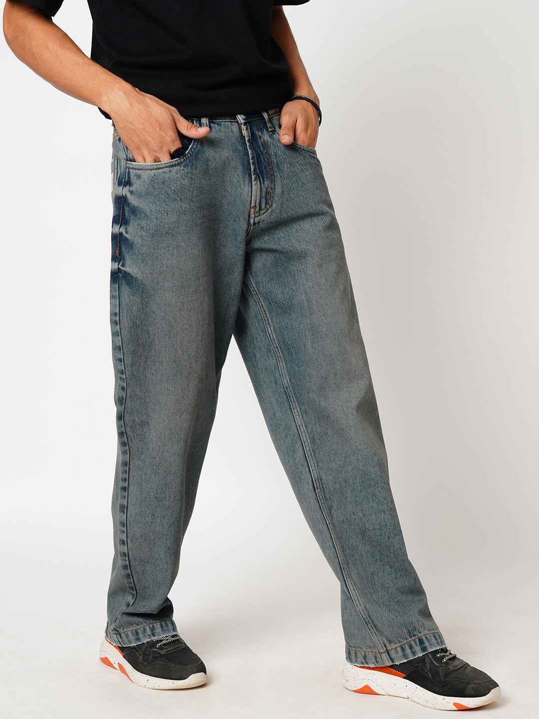 Men's Sand Washed Straight Fit Jeans B5IVE