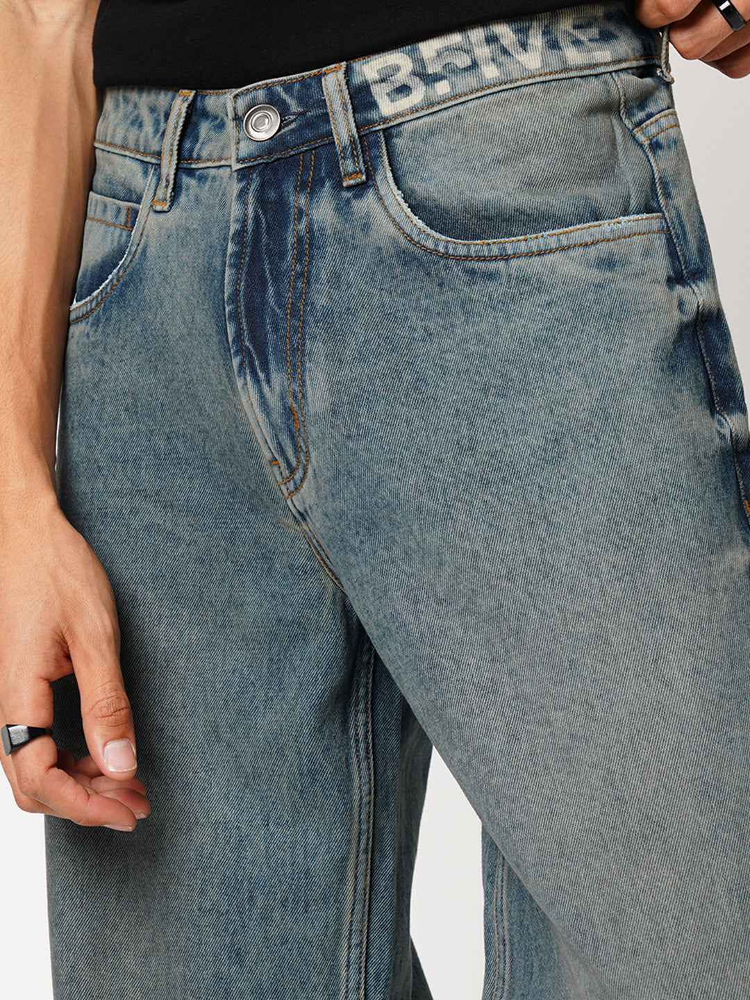 Men's Sand Washed Straight Fit Jeans B5IVE