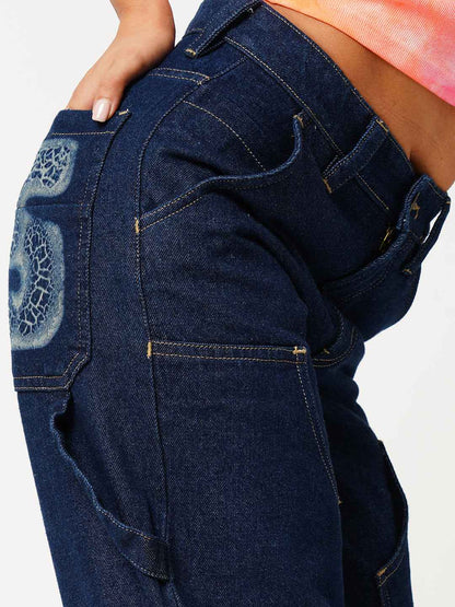 Unisex Blue Canvas Doodles Denims B5IVE
